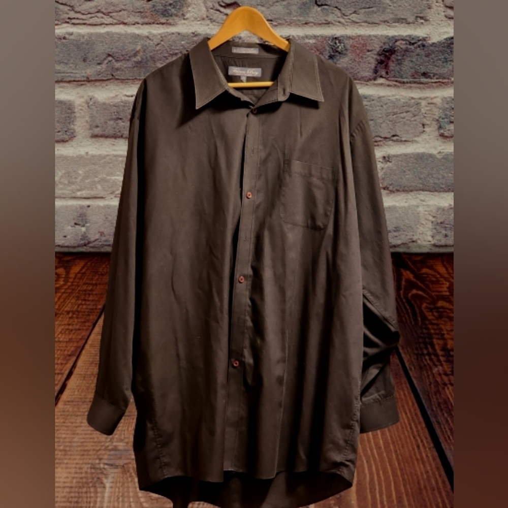 Falcon Bay Dark Black Dress Shirt Size 19 Long Sleeve